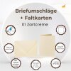 je 25 Farbige Briefumschläge C6 + Faltkarte 10x15 cm  Zartcreme