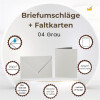 je 25 Farbige Briefumschläge C6 + Faltkarte 10x15 cm  Grau
