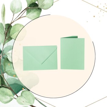 Enveloppes C6 + carte pliante 10x15 cm - vert clair