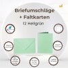 je 25 Farbige Briefumschläge C6 + Faltkarte 10x15 cm  Hellgrün