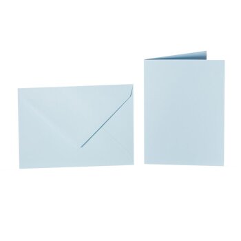 25 enveloppes colorées chacune C6 + carte pliante 10x15 cm bleu clair