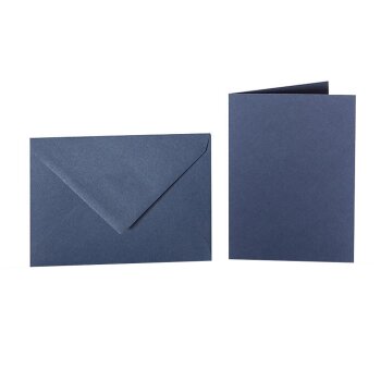 25 enveloppes colorées chacune C6 + carte pliante 10x15 cm bleu foncé