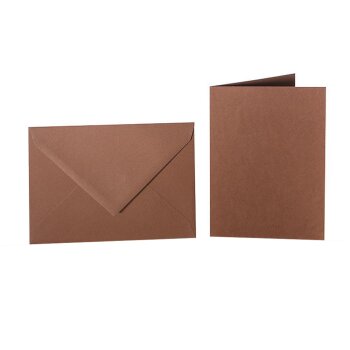 25 coloured envelopes C6 + folded card 10x15 cm  chocolate