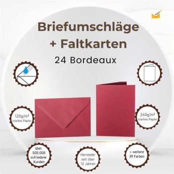 Enveloppes B6 + carte pliante 12x17 cm - bordeaux