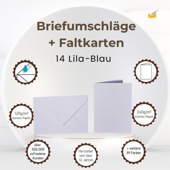 Farbige Briefumschläge B6 + Faltkarten 12x17 cm  Lila-Blau