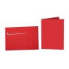 25 enveloppes colorées B6 avec bandes adhésives + cartes pliantes 12x17 cm rouge