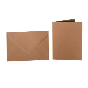 Enveloppes C5 + carte pliante 15x20 cm - noisette