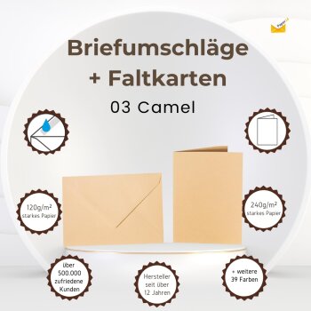 Farbige Briefumschläge C5 + Faltkarten 15x20 cm  Camel