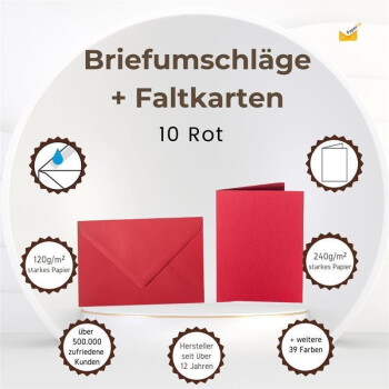 Farbige Briefumschläge C5 + Faltkarten 15x20 cm  Rot