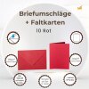 Farbige Briefumschläge C5 + Faltkarten 15x20 cm  Rot