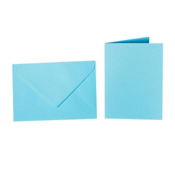 Enveloppes colorées C5 + cartes pliantes 15x20 cm bleu