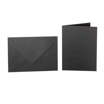 Enveloppes colorées C5 + cartes pliantes 15x20 cm noir