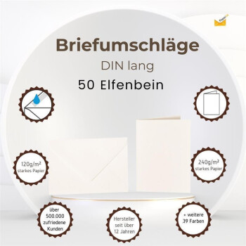 Farbige Briefumschläge C5 + Faltkarten 15x20 cm  Elfenbein