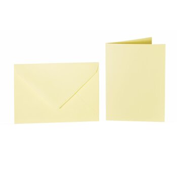 25 enveloppes colorées C5 chacune + cartes pliantes 15x20 cm jaune doux