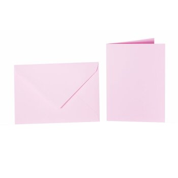 25 enveloppes colorées C5 + cartes pliantes 15x20 cm rose