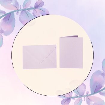 25 enveloppes colorées C5 chacune + cartes pliantes 15x20 cm lilas