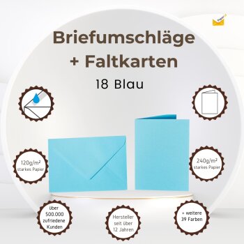 je 25 farbiger Briefumschläge C5 + Faltkarten 15x20 cm  Blau