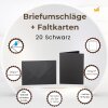 je 25 farbiger Briefumschläge C5 + Faltkarten 15x20 cm  Schwarz