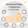 je 25 farbiger Briefumschläge C5 + Faltkarten 15x20 cm  Gold-Gelb