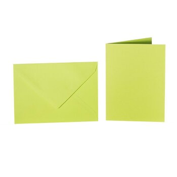 25 enveloppes colorées C5 chacune + cartes pliantes 15x20 cm vert pomme