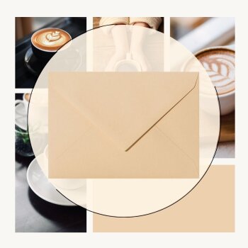 Envelopes 5,51 x 7,48 in in camel with a triangular flap in 120 g / m²