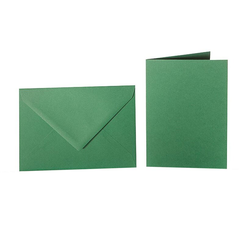Farbige Briefumschläge B6 + Faltkarten 12x17 cm  Dunkelgrün