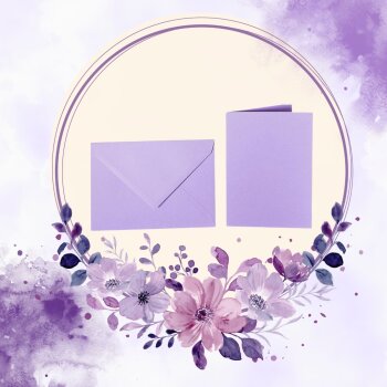 Enveloppes colorées B6 + cartes pliantes 12x17 cm violet