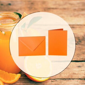 Enveloppes colorées B6 + cartes pliantes 12x17 cm orange