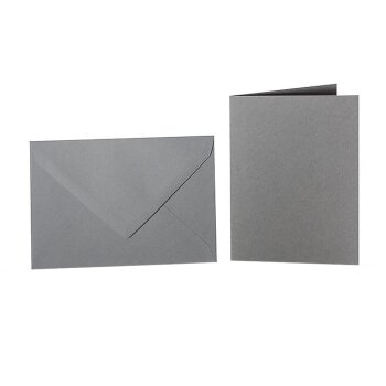 Enveloppes colorées B6 + cartes pliantes 12x17 cm gris foncé