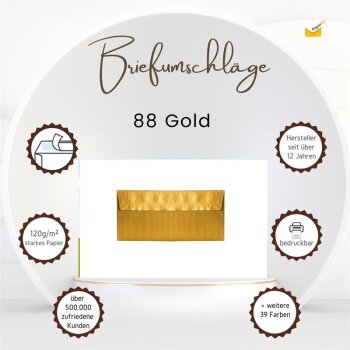 25 Briefumschläge DIN Lang - 100 g/m² - Gold...