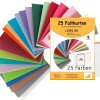 Umschlag-Set, 25 bunte Briefumschläge in 25 unterschiedlichen Farben als Set im Format C8, nassklebend, ideal zum Basteln, zu Weihnachten oder als Geschenkidee