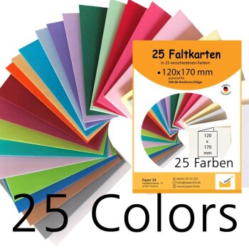 Umschlag-Set, 25 bunte Briefumschläge in 25 unterschiedlichen Farben als Set im Format C8, nassklebend, ideal zum Basteln, zu Weihnachten oder als Geschenkidee