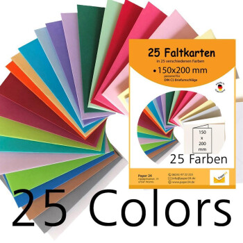 Umschlag-Set, 25 bunte Briefumschläge in 25 unterschiedlichen Farben als Set im Format C8, nassklebend, ideal zum Basteln, zu Weihnachten oder als Geschenkidee