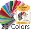 Karten-Set, 25 bunte A6 Faltkarten in 25 unterschiedlichen Farben als Set, ideal zum Basteln, zu Weihnachten oder als Geschenkidee passend für DIN C6 Umschläge (A6 Faltkarten)