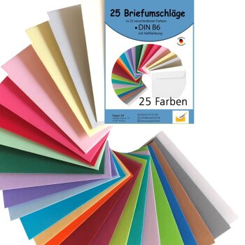 Umschlag-Set, 25 bunte Briefumschläge in 25...