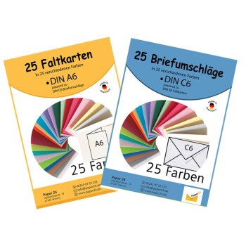 Umschlag-Set, 25 bunte Briefumschläge in 25...