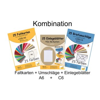 Umschlag-Set, 25 bunte Briefumschläge in 25...