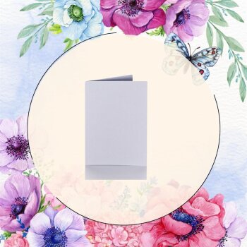 25 Faltkarten 100 x 150 mm /A6  für DIN C6 Briefumschläge in Lila-Blau