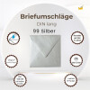 25 Quadratische Briefumschläge (100g), 155 x 155 mm 15,5 x 15,5 cm mit Dreieckslasche für Hochzeitskarten im Format 148x148 mm (Silber)