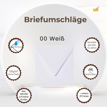 je 25 Briefumschläge 155x155 mm, 120g Weiß