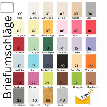 Choix de couleur - Emballage de 25 enveloppes DIN B6 (125...