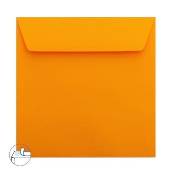 Briefumschläge Quadratisch 185 x 185 mm - starke Papierqualität - 120g/m² - Haftklebung -Marke: Paper24   L07 Leuchtorange 100 Stück