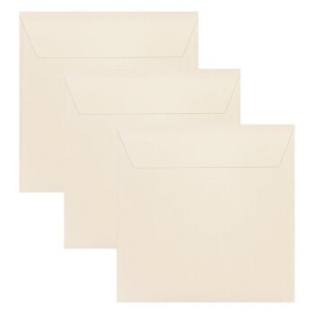 Square envelopes 4,92 x 4,92 in soft cream with adhesive strips