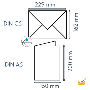 Enveloppes C5 + carte pliante 15x20 cm - jaune or