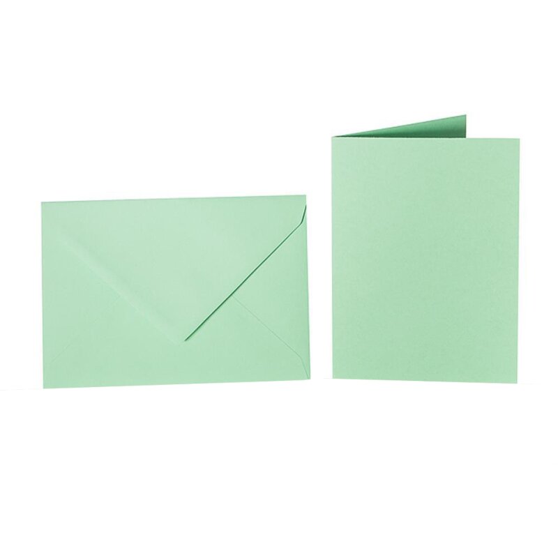 Farbwahl - Pack 25 farbige Briefumschläge DIN B6 NASSKLEBEND + passende Faltkarten 12x17 cm