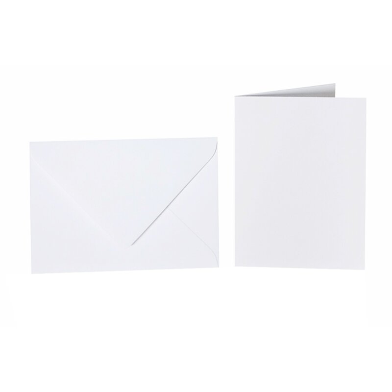 Farbwahl - Pack 25 farbige Briefumschläge DIN B6 NASSKLEBEND + passende Faltkarten 12x17 cm