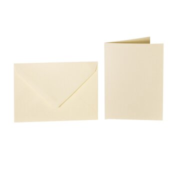 25 enveloppes colorées C6 + carte pliante 10x15 cm crème douce
