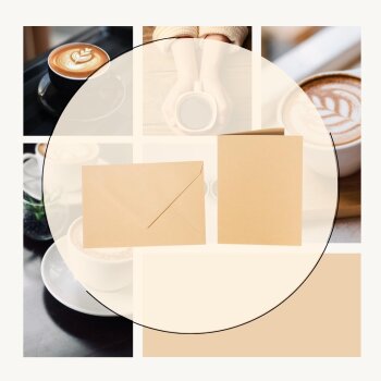 25 coloured envelopes C6 + folded card 10x15 cm  beige