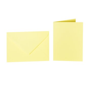 25 enveloppes colorées C6 + carte pliante 10x15 cm jaune