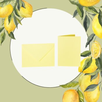 25 enveloppes colorées C6 + carte pliante 10x15 cm jaune